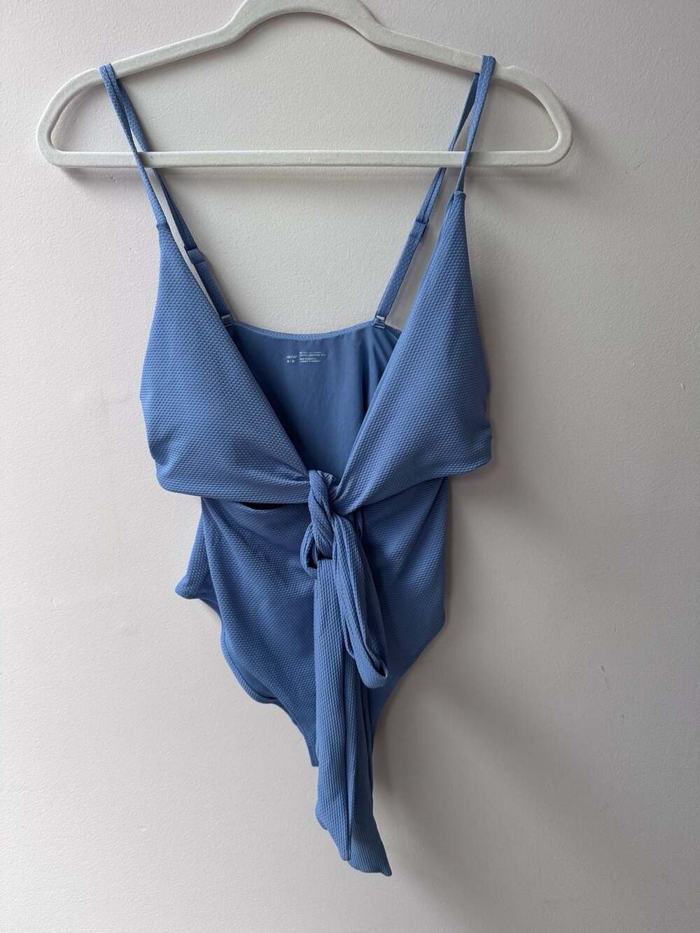 Aerie Blue Textured Tie-Front One Piece Swimsuit Size M